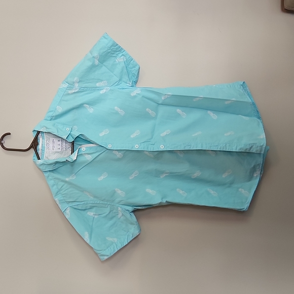Men's Light Blue Pineapple Print Shirt - Picture 1 of 4